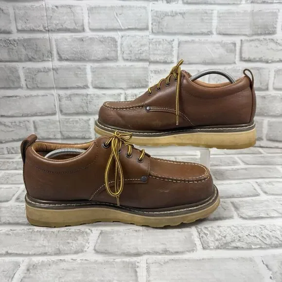 DIEHARD Sure Track Men's Size 10.5 Soft Toe Brown Leather Oxford Work Shoes